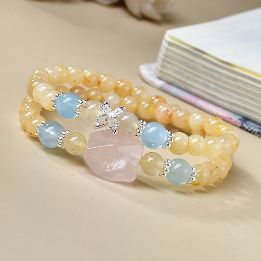 Close-up of the three-color crystal, highlighting its all-round effects of attracting wealth, romance and enhancing communication