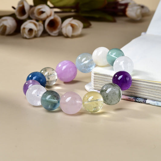 Aquamarine green Ghost Yellow Tower Crystal three-color energy bracelet