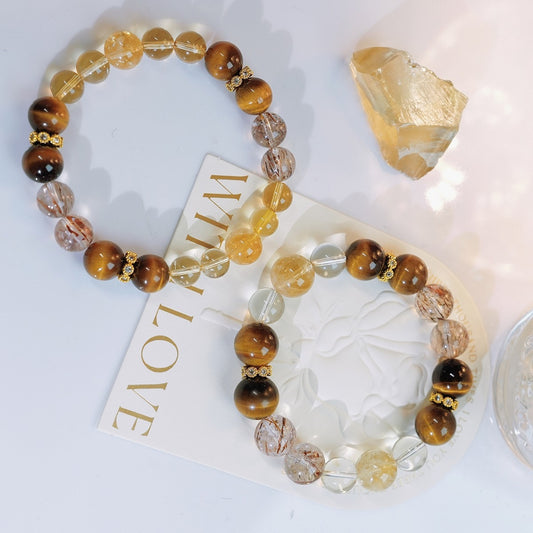 Wearing a bracelet in a workplace setting and pairing it with business formal attire highlights its ability to enhance confidence and attract wealth in commercial Settings