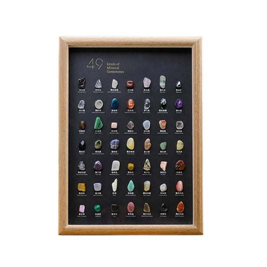 The rich colors and crystal structure details of 49 minerals in a close-up photo frame