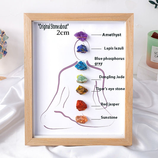 Close-up of the natural textures and color details of seven types of crystals