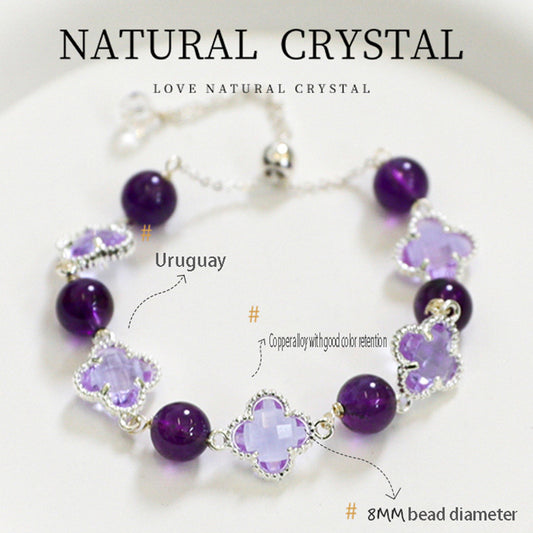 The combination of amethyst and yellow tower crystal in two colors highlights the dual effects of enhancing wisdom and attracting wealth