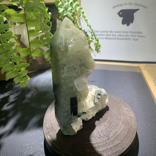 Heart healing crystal with soft green prehnite energy