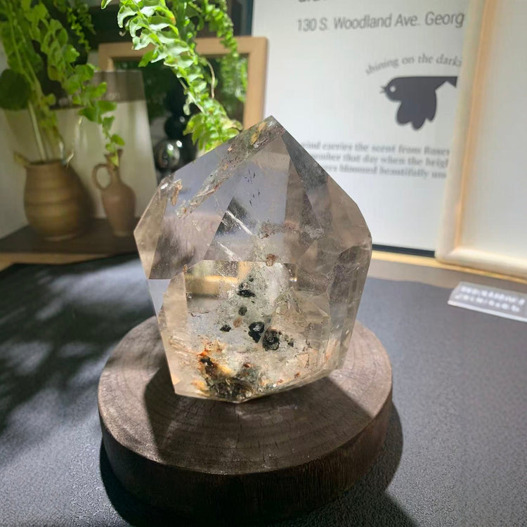 Mixed natural crystal rough stone specimens, including white quartz and rose quartz