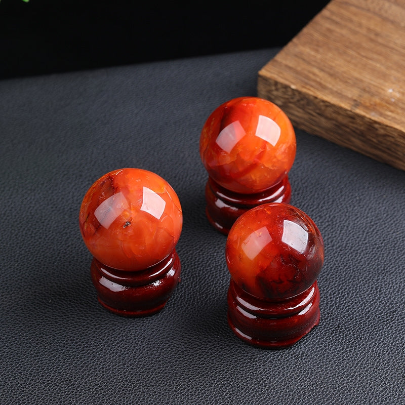 Natural Red Agate Crystal Ball | Energy Sphere | Vitality Enhancer | Feng Shui Decor | Courage Stone