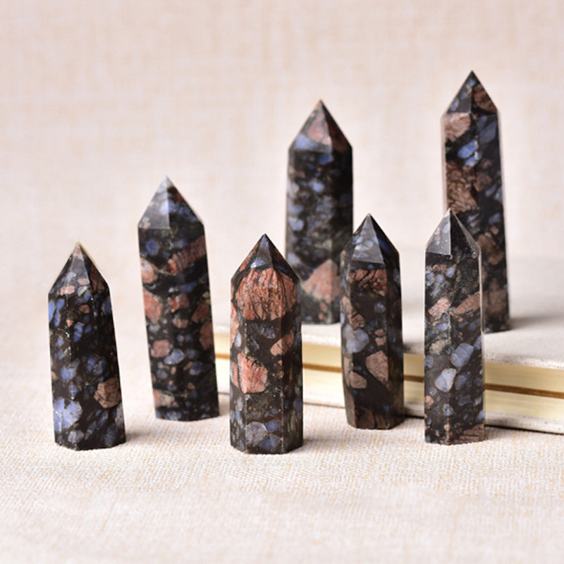 Natural Labradorite Hexagonal Point - Raw Polished Crystal Wand for Intuition, Protection, Spiritual Awakening & Home Decor (Flash Stone)