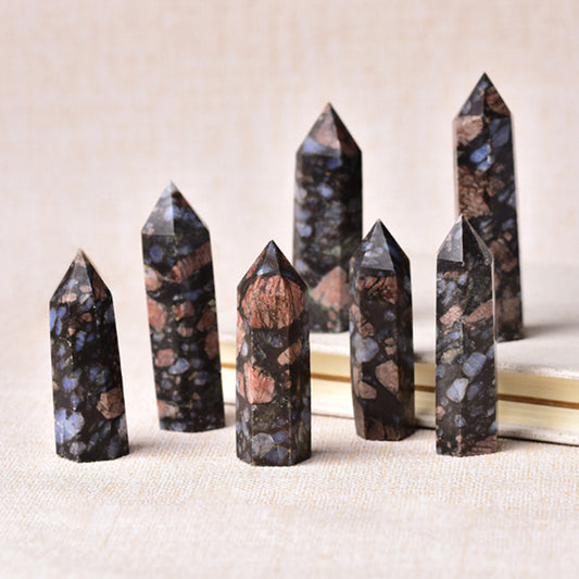 Natural Labradorite Hexagonal Point - Raw Polished Crystal Wand for Intuition, Protection, Spiritual Awakening & Home Decor (Flash Stone)