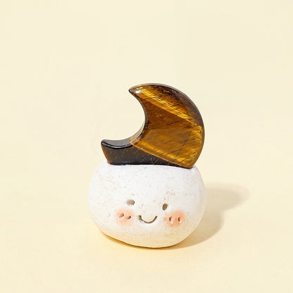 The warm and cozy placement of Moonlight Little Bean Crystal beside the desk computer