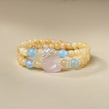 Office wearing scenarios: Golden hair crystal boosts career, aquamarine facilitates communication, and pink crystal improves interpersonal relationships