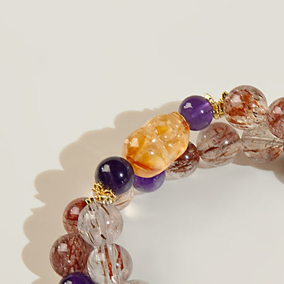 The details of the Black Gold Super Seven mineral inclusions demonstrate the all-round energy protection characteristics