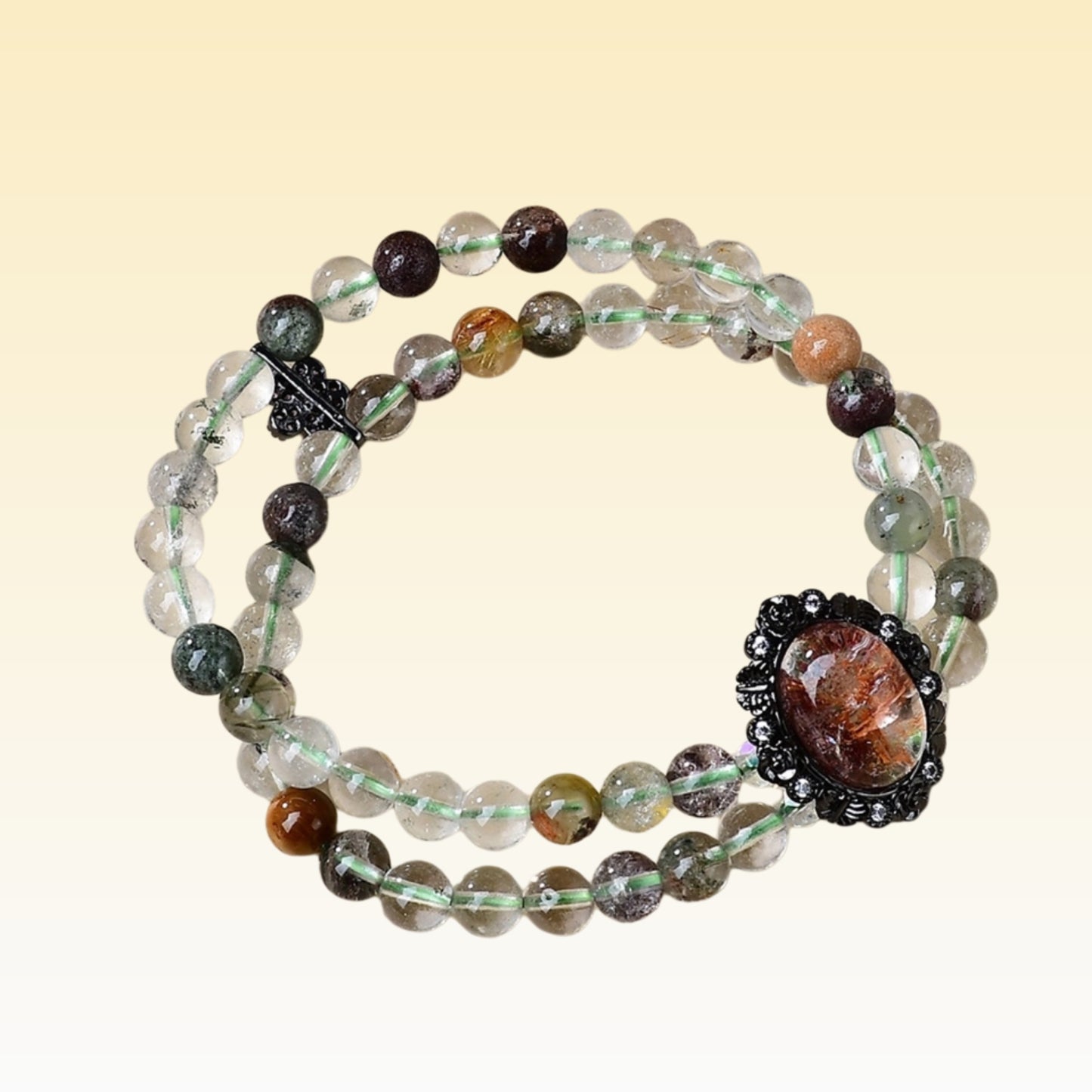 Wearing a bracelet in a workplace setting and pairing it with business attire highlights the effects of career advancement and attracting wealth