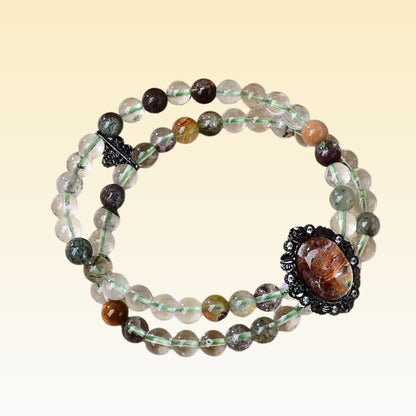 Wearing a bracelet in a workplace setting and pairing it with business attire highlights the effects of career advancement and attracting wealth