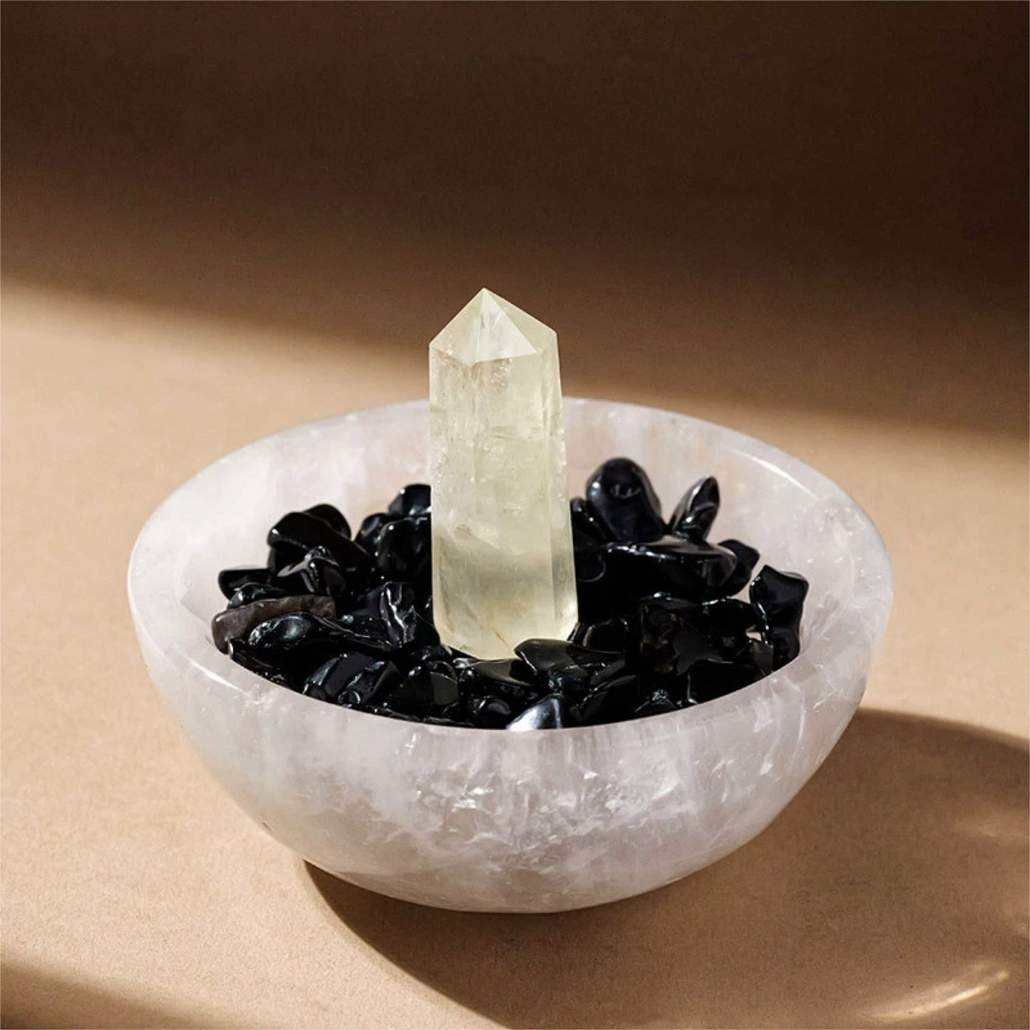The product as the centerpiece of a personal altar, surrounded by candles, deities, and palo santo, used for intention setting and daily spiritual practice.