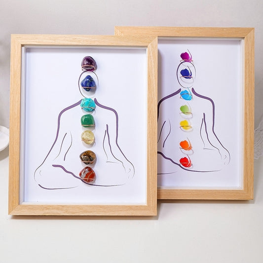 The overall display of the seven-color crystal rolling stone photo frame in the meditation space