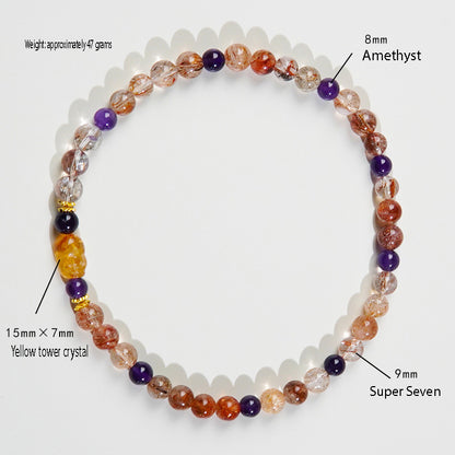 When paired with creative tools, amethyst inspires creativity while yellow tower crystal attracts opportunities