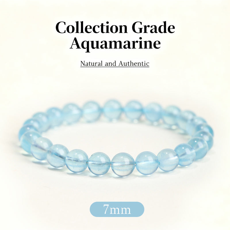 A close-up shot of aquamarine showcases its pure blue color like the deep sea and the natural crack texture of ice