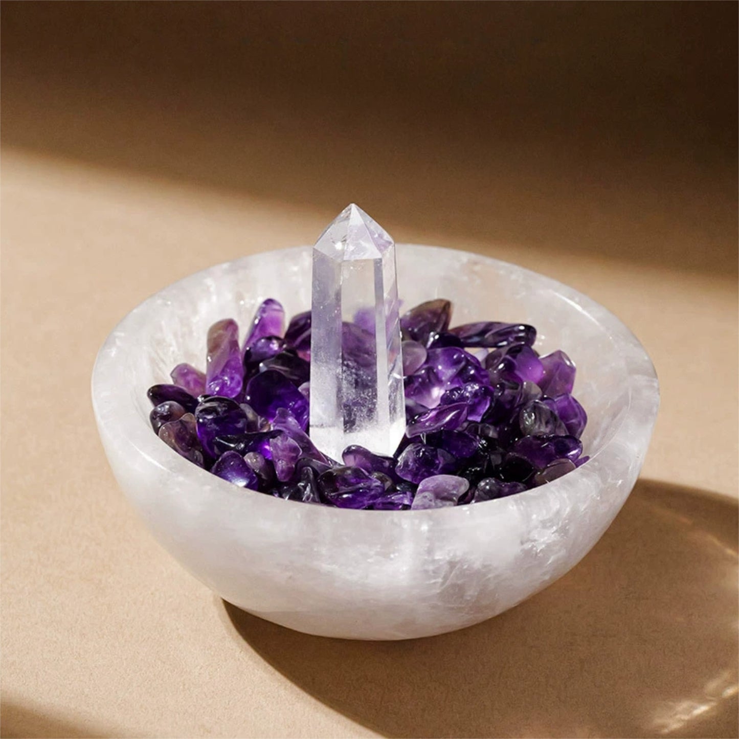 Placed on your desk, this crystal bowl can help combat the electromagnetic fog generated by electronic devices, bringing continuous positive energy to your working environment