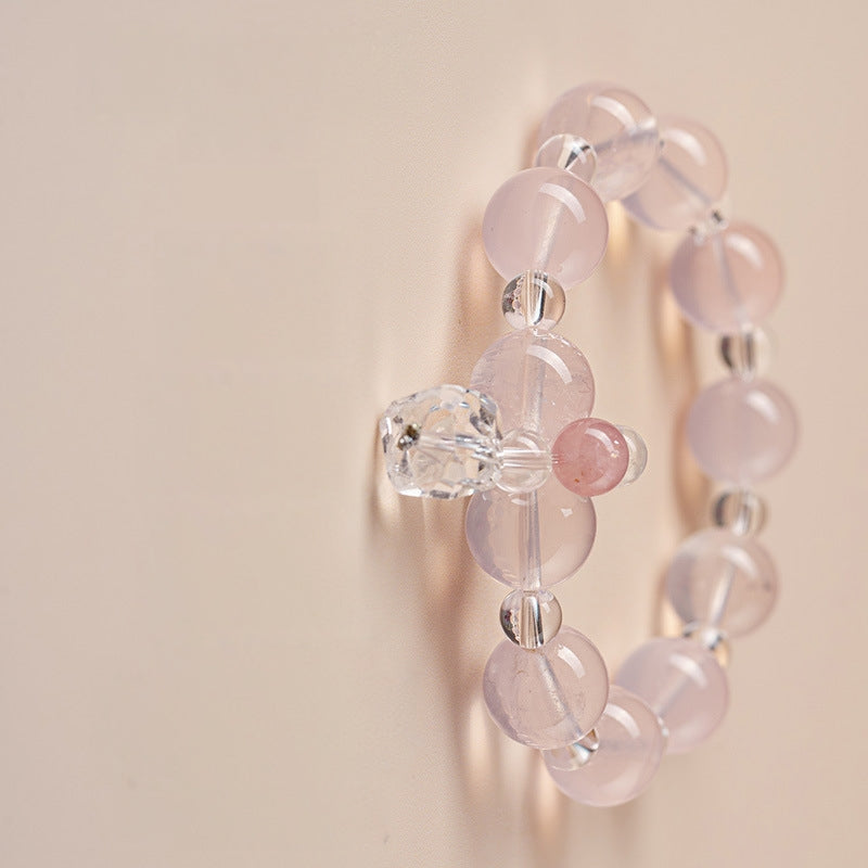 A close-up of the gentle energy of rose crystal, demonstrating its healing effect on emotional trauma