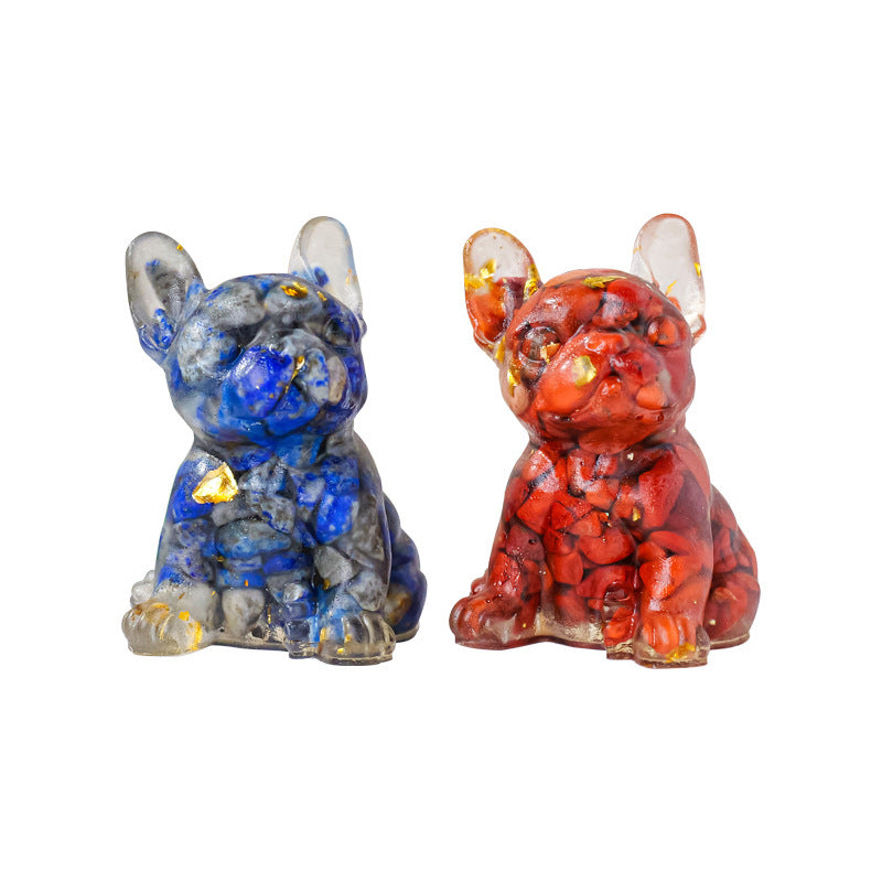 A warm "Guardian dog family" scene is formed by multiple crystal puppies