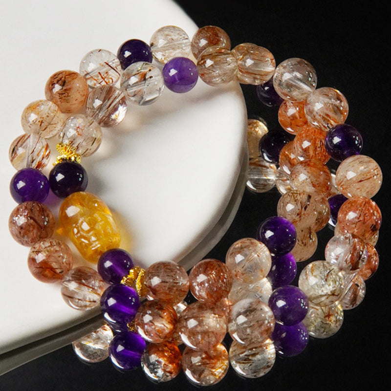 The three-color energy stones are alternately displayed, embodying the concept of balance between matter and spirit