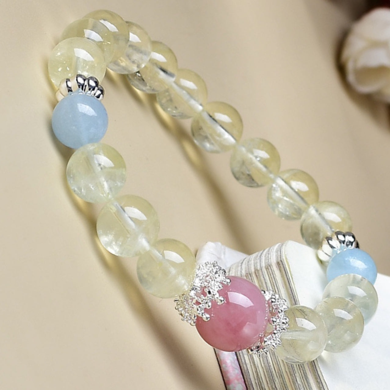 A close-up of the soft luster of rose quartz, highlighting its ability to heal emotional wounds and open the heart chakra