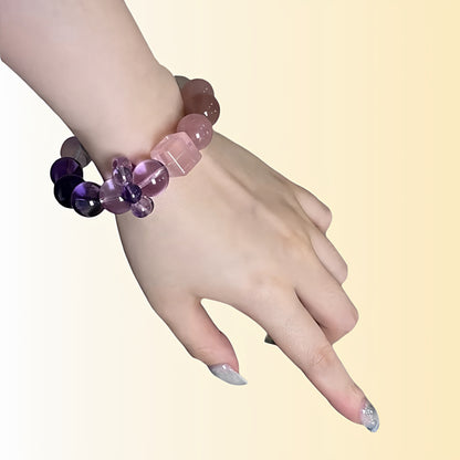 A close-up of the white crystal section showcases its transparent texture, highlighting its purification magnetic field and energy protection functions