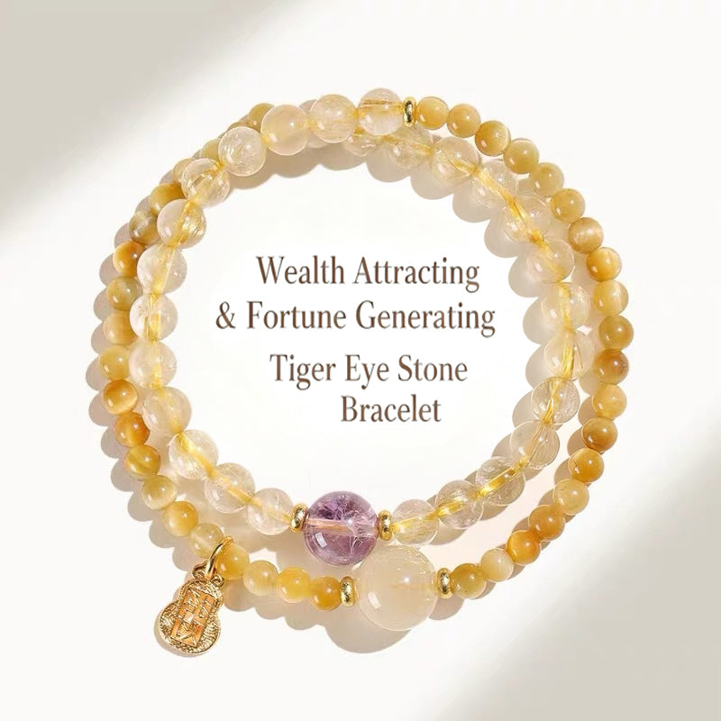 A close-up of the golden hair inside the golden hair crystal showcases its powerful energy for attracting wealth and career support