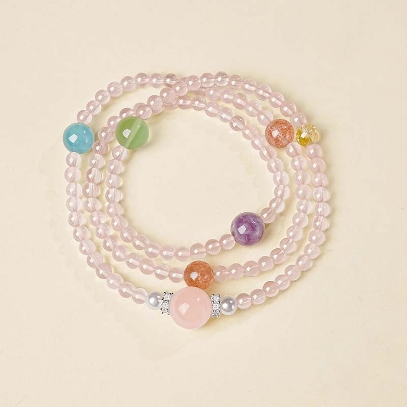 A multi-ring rose crystal bracelet designed for Libra, enhancing interpersonal harmony and love fortune