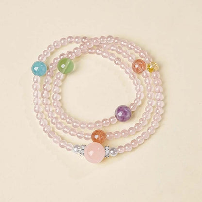 A multi-ring rose crystal bracelet designed for Libra, enhancing interpersonal harmony and love fortune