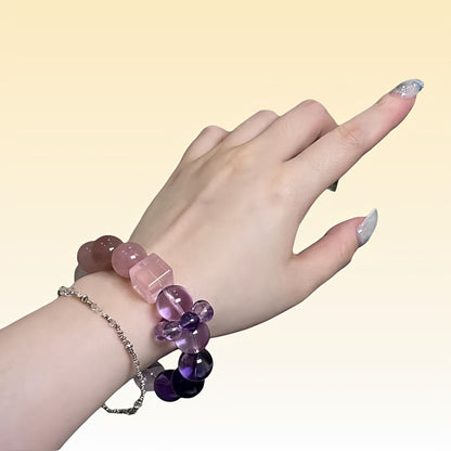 A close-up of the rose quartz section showcases its soft and beautiful color, highlighting its power to attract love and improve interpersonal relationships