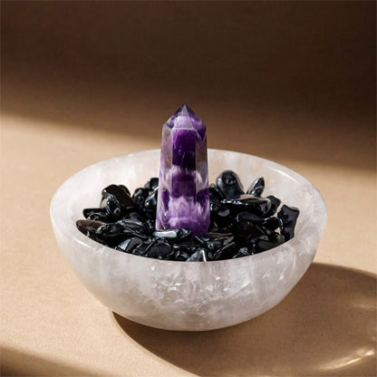 When meditating, use this energy center. The purification of gypsum and the amplification of white crystal work together to help you quickly enter a state of depth.