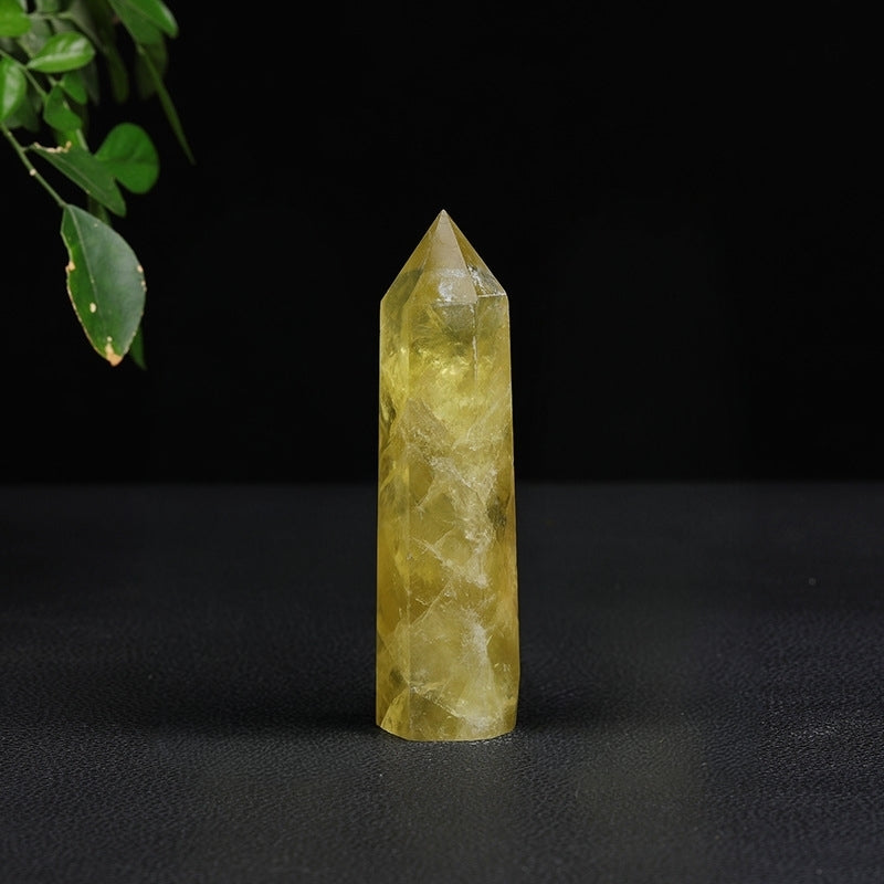 A display of yellow crystal columns shining brightly in natural light