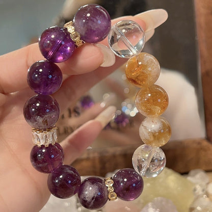 Amethyst yellow tower crystal bracelet paired with business attire showcases its power to enhance confidence and concentration in workplace commuting scenarios. 8. 