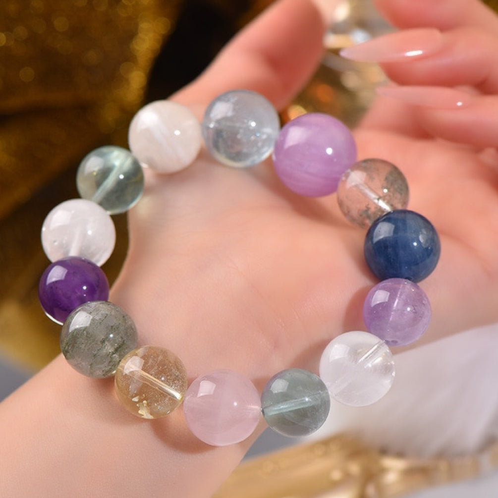 The multi-treasure bracelet paired with the cuffs of a suit showcases its ability to enhance confidence and presence in business negotiations, meetings and other scenarios.