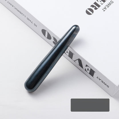 A demonstration of precise pressing of the massage stick on the Fengchi point at the back of the neck