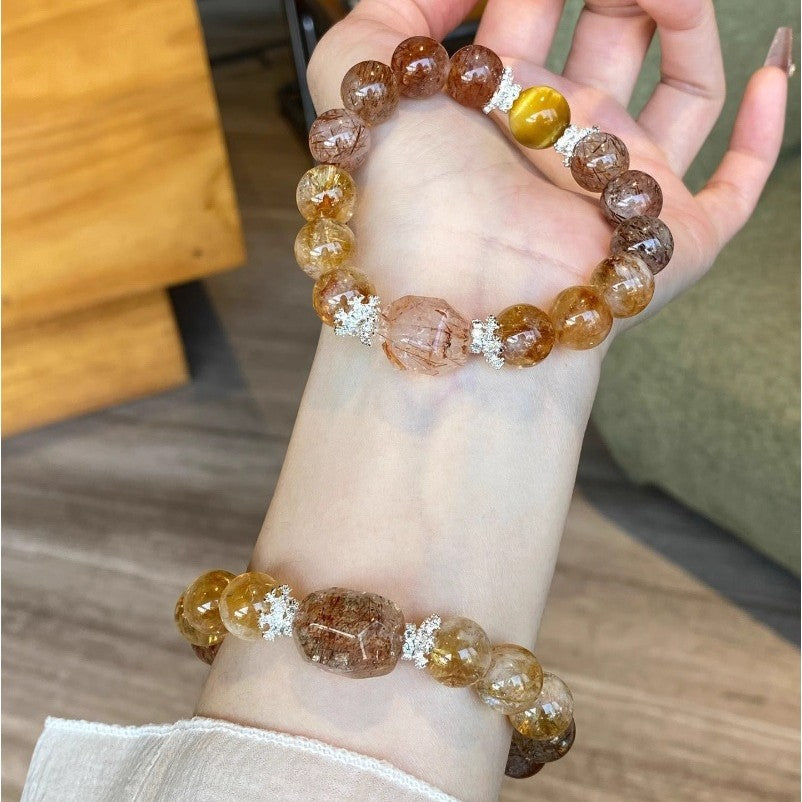 Close-up of the sunstone sand gold effect, shining golden light showcases health energy and personal charm enhancement