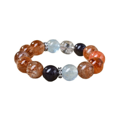 A close-up of the superimposed energy of Black Gold Super Seven and Golden Hair Crystal, showcasing an extremely powerful wealth-attracting energy and the effect of enhancing career fortune.