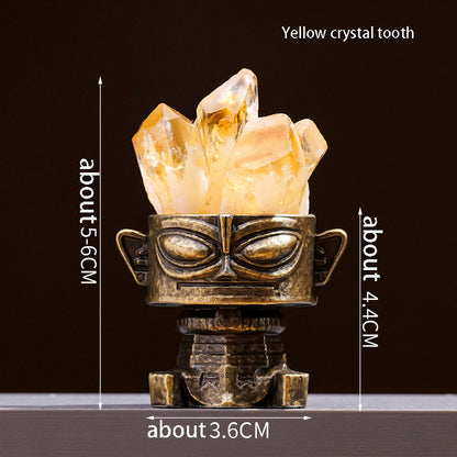 The overall display of the "Time and Space Gate" crystal energy station shows yellow crystal clusters and white crystal columns arranged in a staggered manner on a dark antique base.