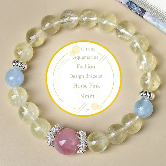 The ingenious combination of citrine, rose quartz and aquamarine crystals showcases energy harmony and visual beauty