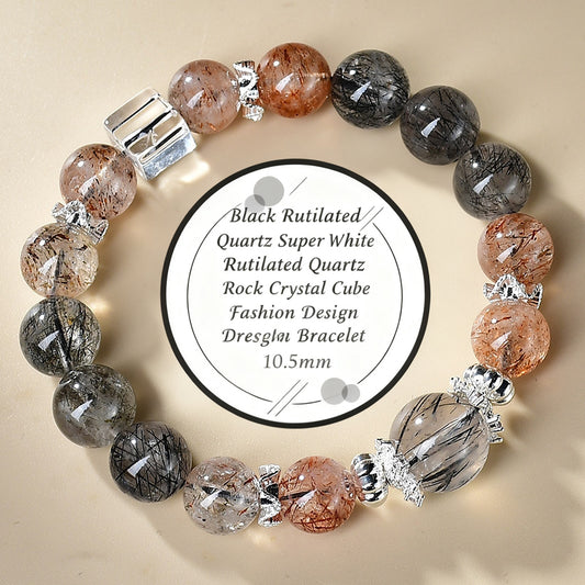 Black crystal, ultra-black hair crystal and white crystal sugar cube are alternately strung together, presenting a distinct energy protection system