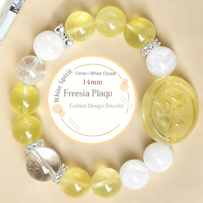 Close-up of yellow crystal and white ghost dual-color crystal, showcasing the perfect energy combination of gold and white