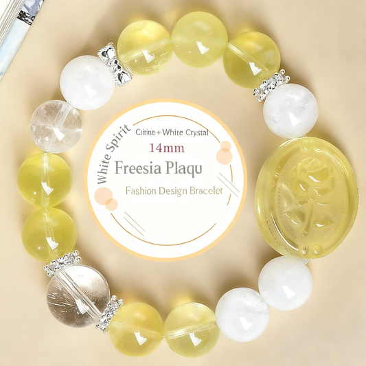 Close-up of yellow crystal and white ghost dual-color crystal, showcasing the perfect energy combination of gold and white