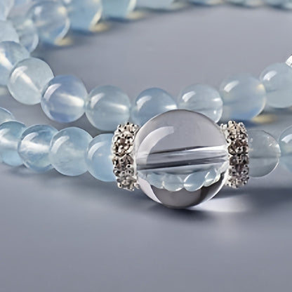 A close-up of the transparent texture of white crystal showcases its energy purification and frequency enhancement characteristics