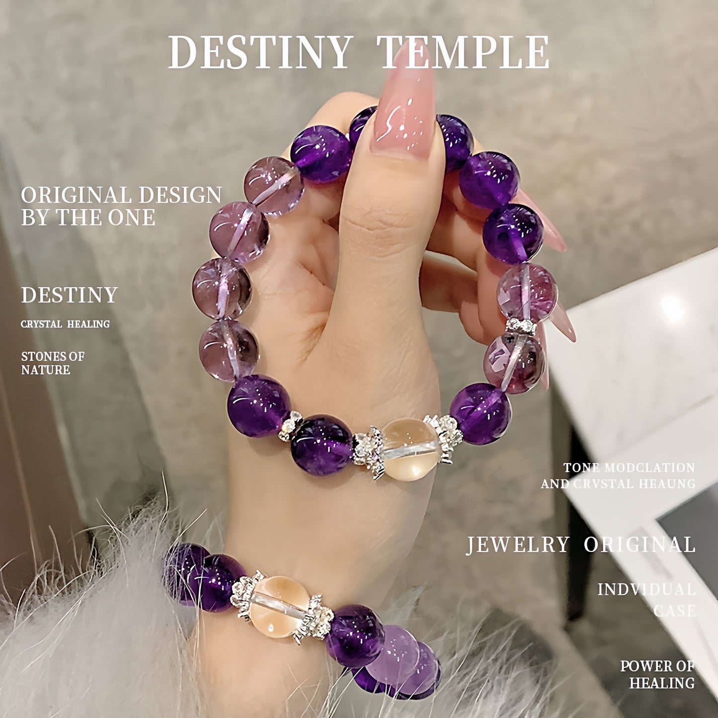The refraction effect of amethyst under natural light symbolizes wisdom and spiritual energy