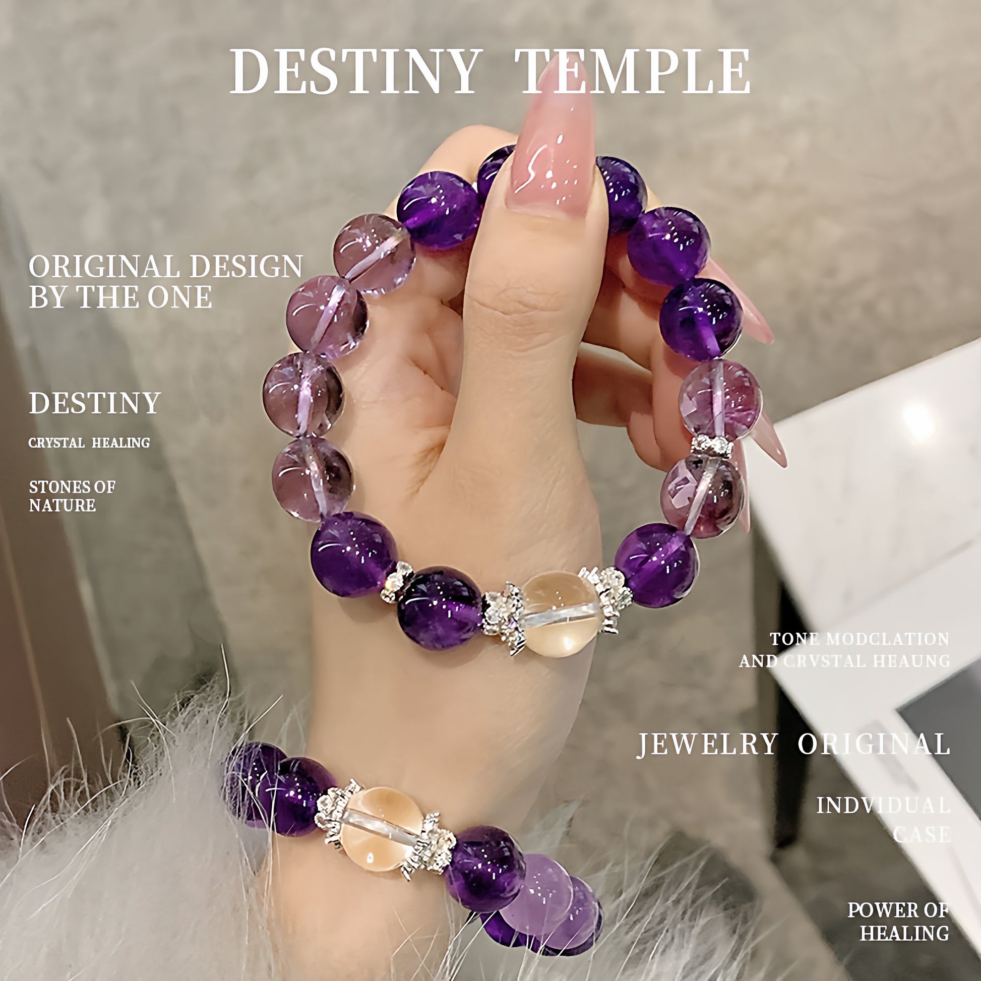 The refraction effect of amethyst under natural light symbolizes wisdom and spiritual energy
