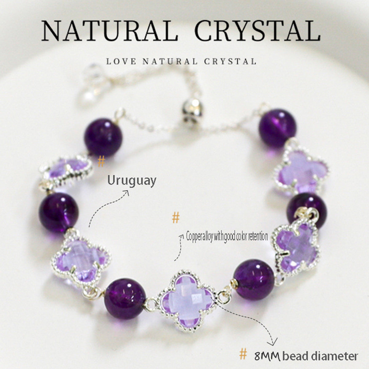 The combination of amethyst and yellow tower crystal in two colors highlights the dual effects of enhancing wisdom and attracting wealth