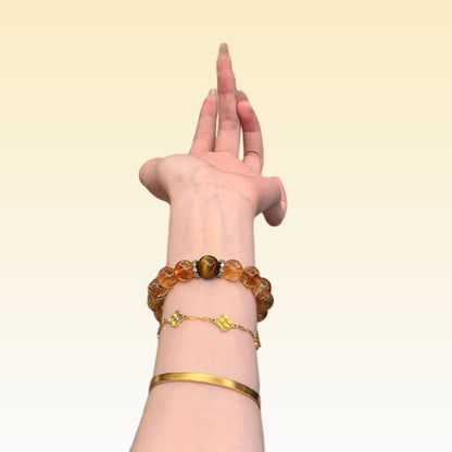 Close-up of citrine and yellow hair crystal, highlighting the dual effects of career advancement and wealth attraction