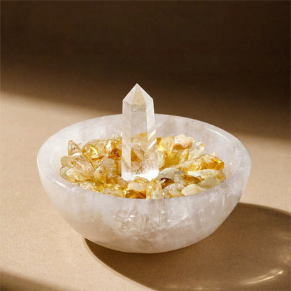 The perfect companion for yoga practitioners. Place the gypsum energy bowl beside the mat as an energy anchor point to stabilize and purify your practice space.