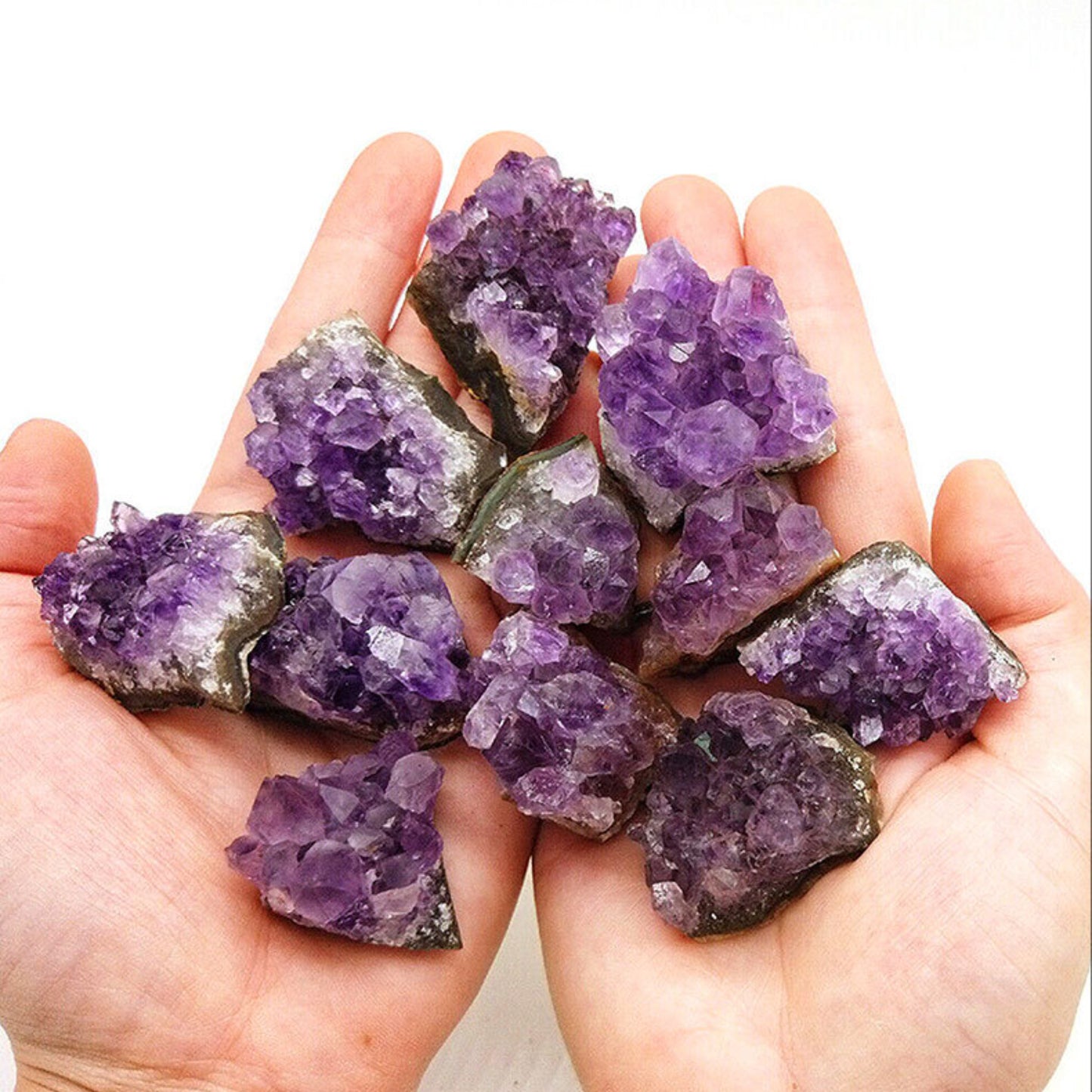 Close detail of amethyst geode crystal structures