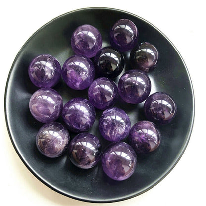 Amethyst sphere decor and calming effect in bedroom